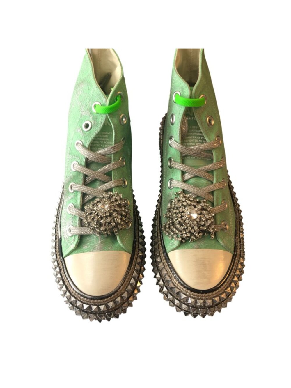Nan Ku Free People Cruise Studded Hi Top Sneakers Spring Mint Green 40 US 10 - Picture 5 of 9